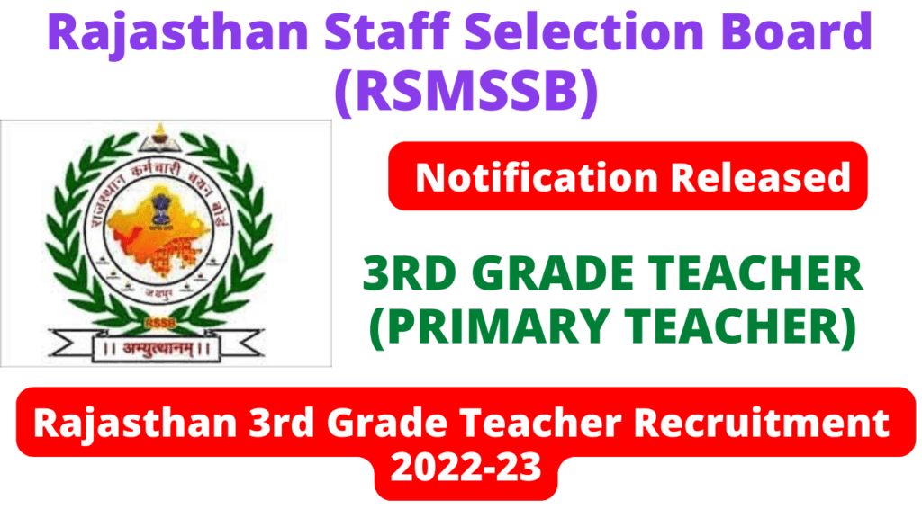 Rajasthan 3rd Grade Teacher Recruitment 2022-23 [48000 Post] Notification and Online Form