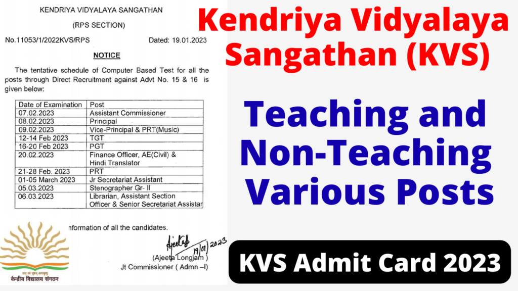 KVS Admit Card 2023