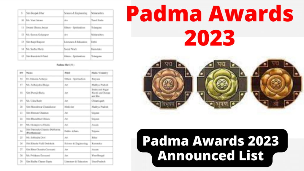 Padma Awards 2023 List in Hindi