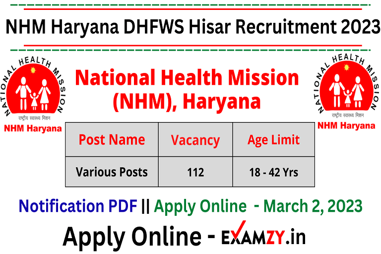 NHM Haryana DHFWS Hisar Recruitment 2023