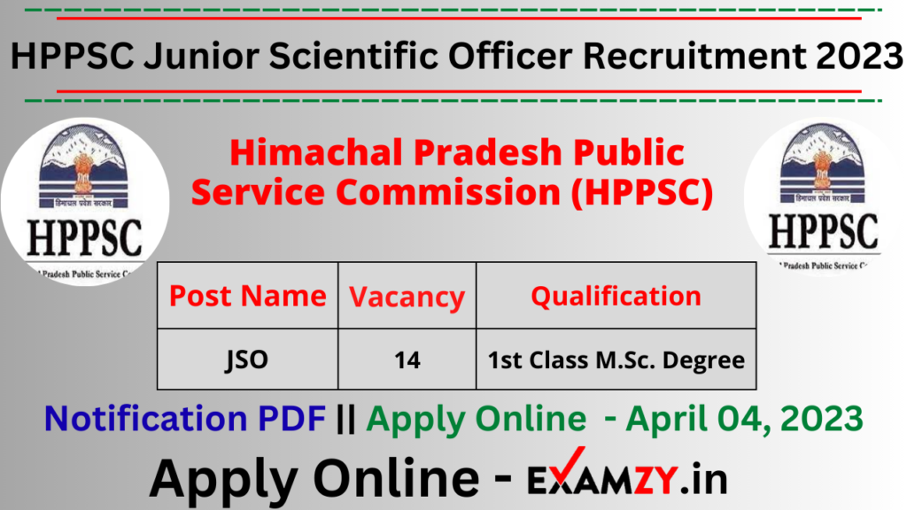 HPPSC Junior Scientific Officer Recruitment 2023