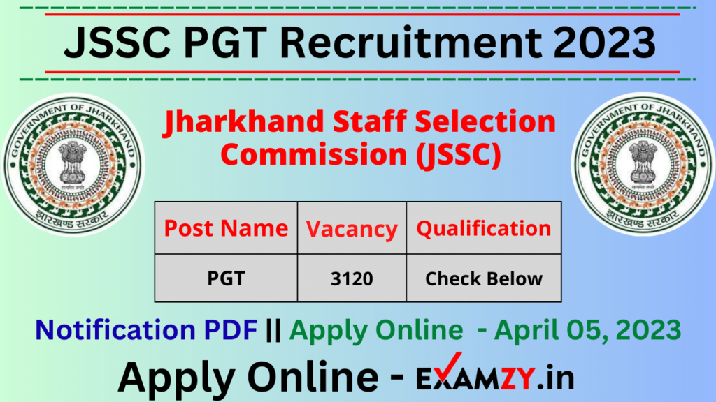 JSSC PGT Recruitment 2023